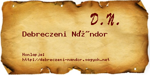 Debreczeni Nándor névjegykártya